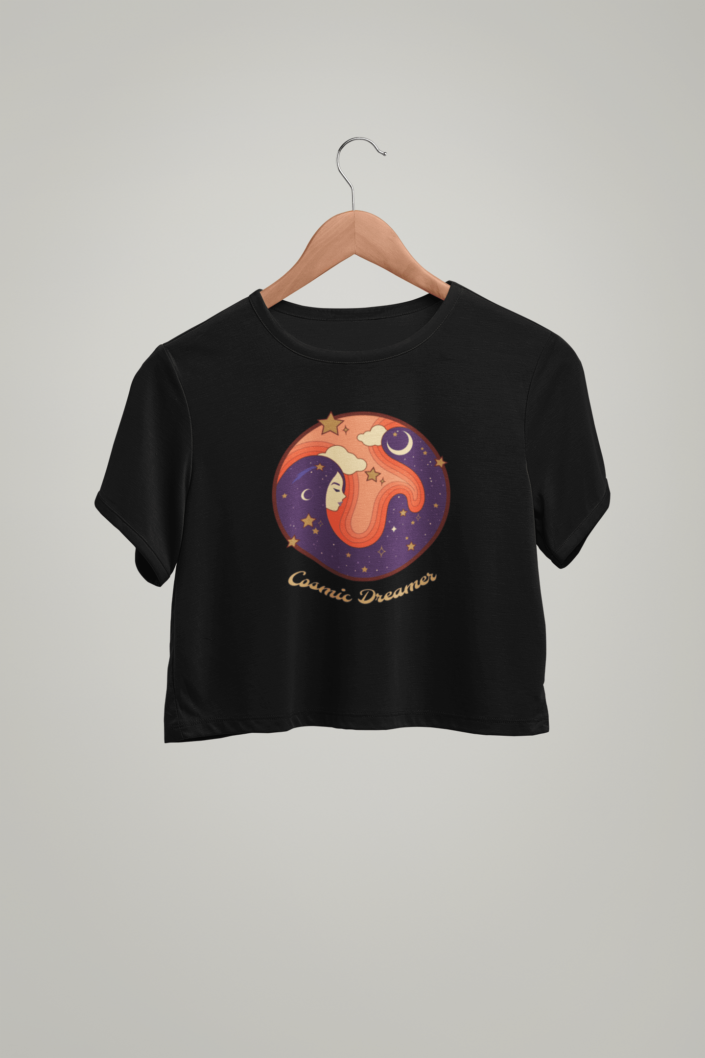" DREAM GIRL "- HALFSLEEVE CROP TOPS BLACK