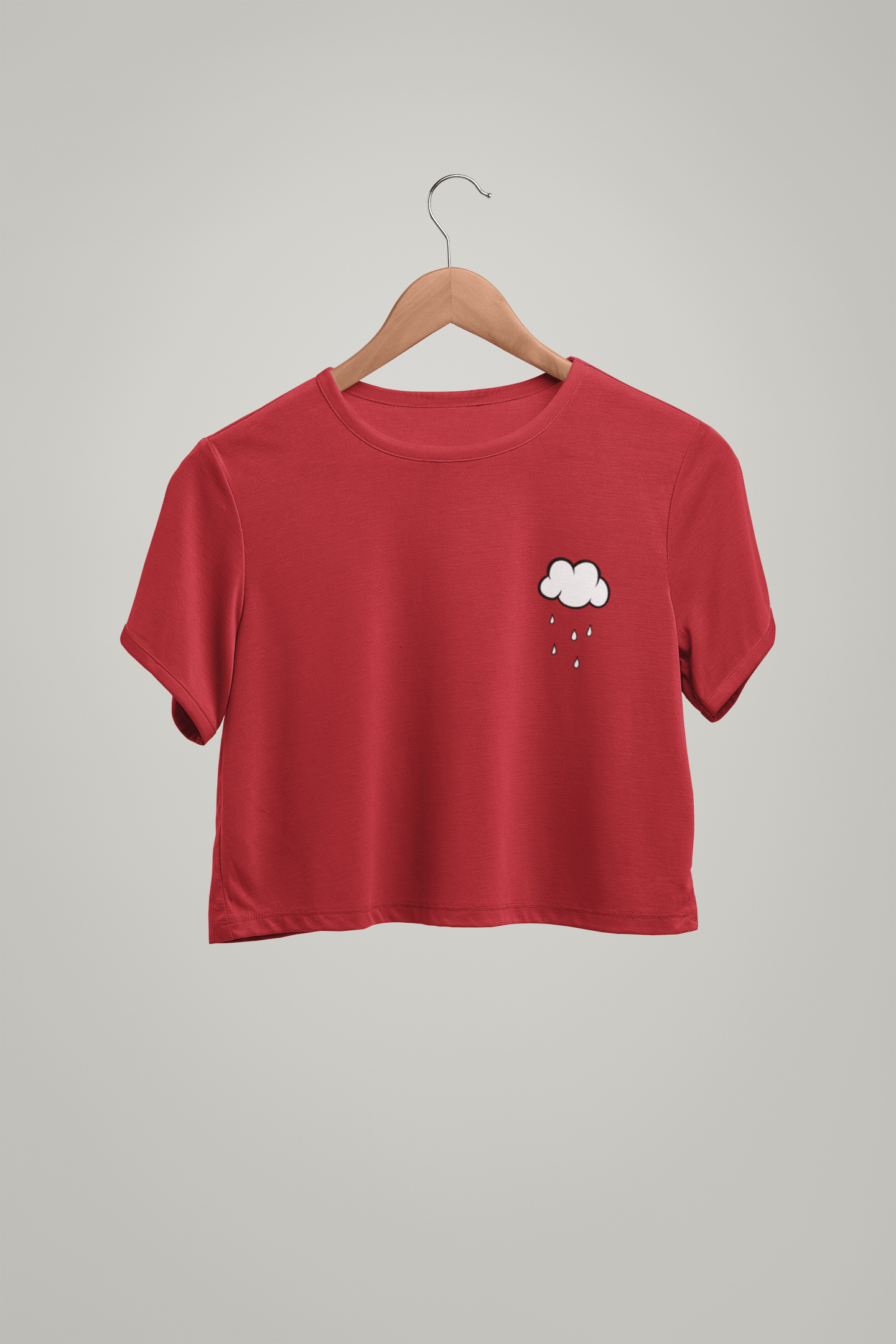 " CLOUDS AND RAINS " Half-sleeve Pocket Design Crop Top's
