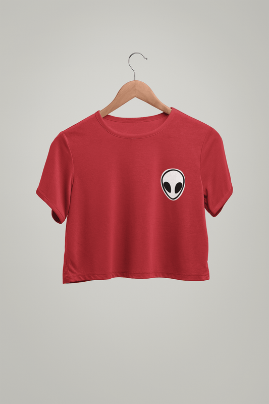 Alien Pocket Design Half-sleeve Crop Top