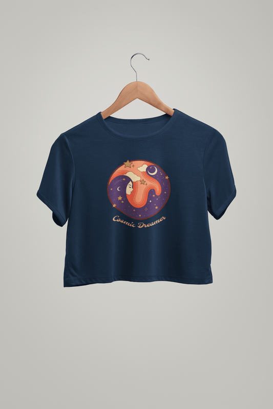 " DREAM GIRL "- HALFSLEEVE CROP TOPS NAVY BLUE