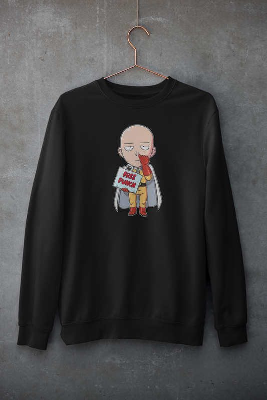 Free Punch- One Punch Man : Anime- Winter Sweatshirt BLACK
