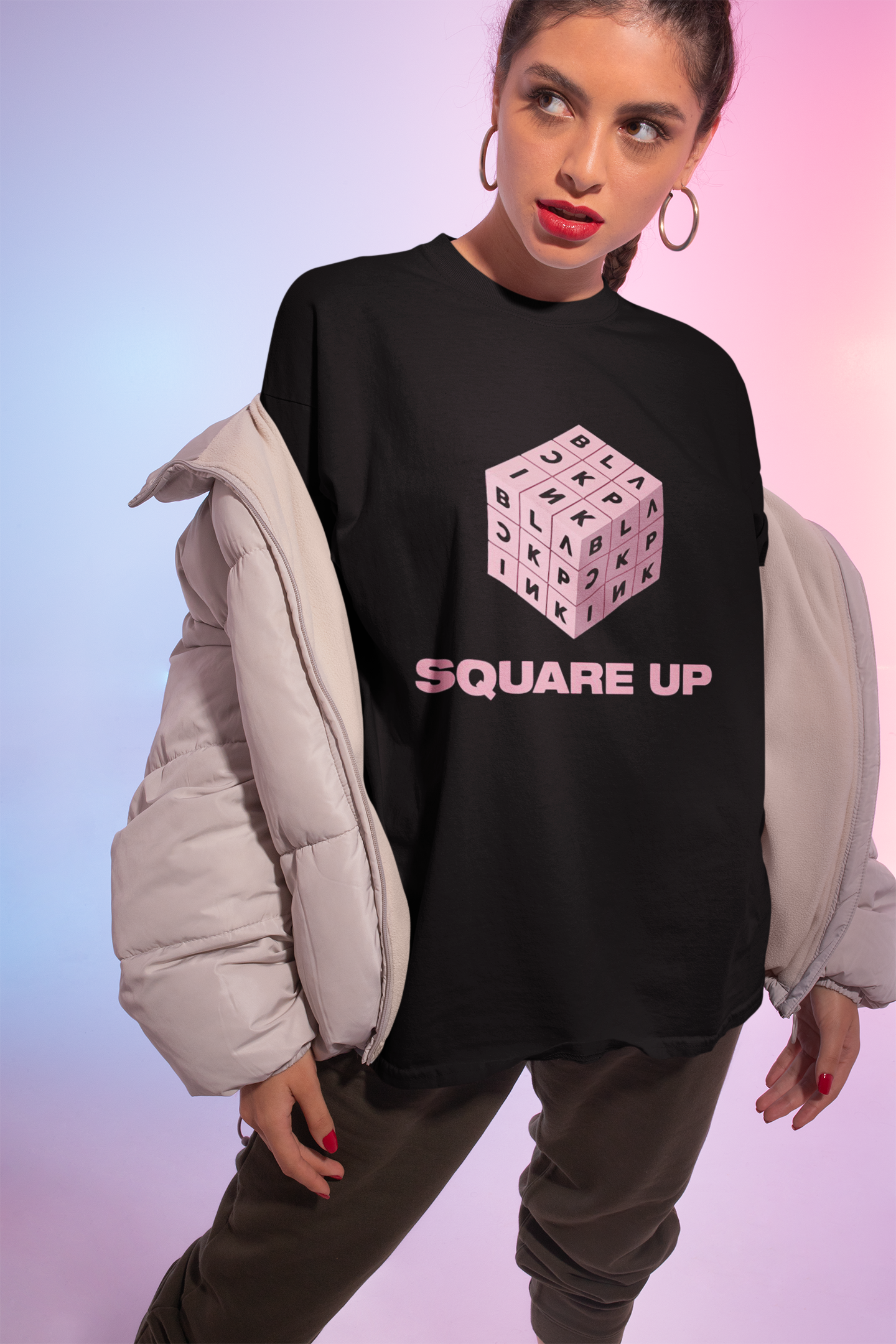 Square Up: Blackpink - HALF-SLEEVE T-SHIRTS BLACK