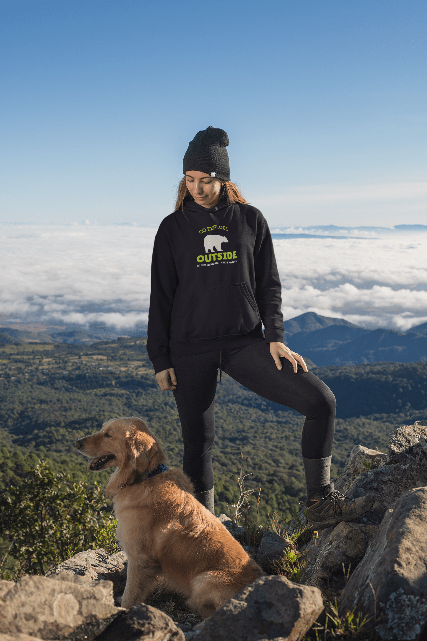 " GO EXPLORE OUTSIDE " - WINTER HOODIES BLACK