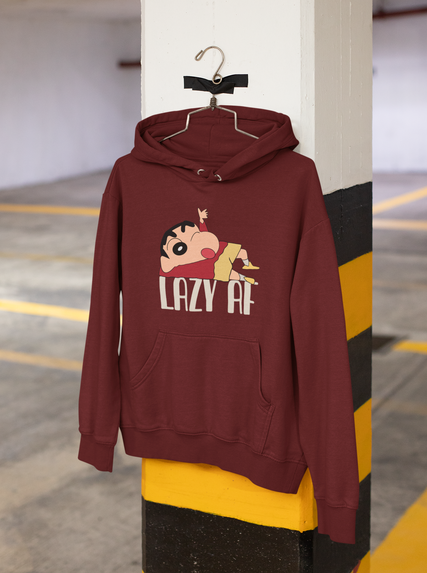 Lazy AF: Shinchan - WINTER HOODIES MAROON