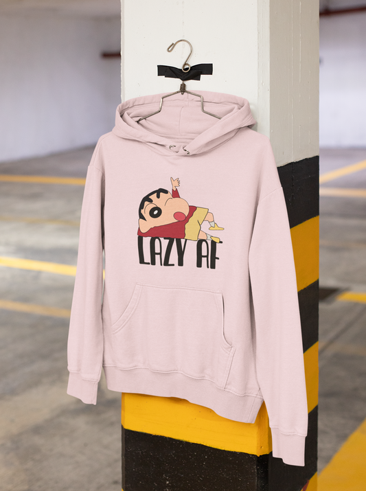 Lazy AF: Shinchan - WINTER HOODIES BABY PINK