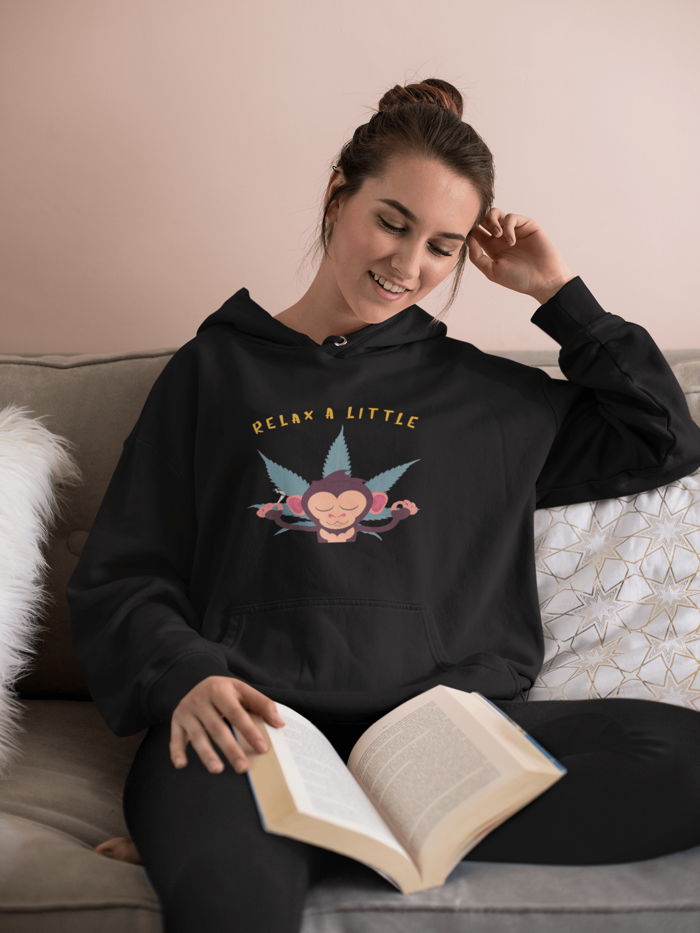 "RELAX A LITTLE" - WINTER HOODIES BLACK