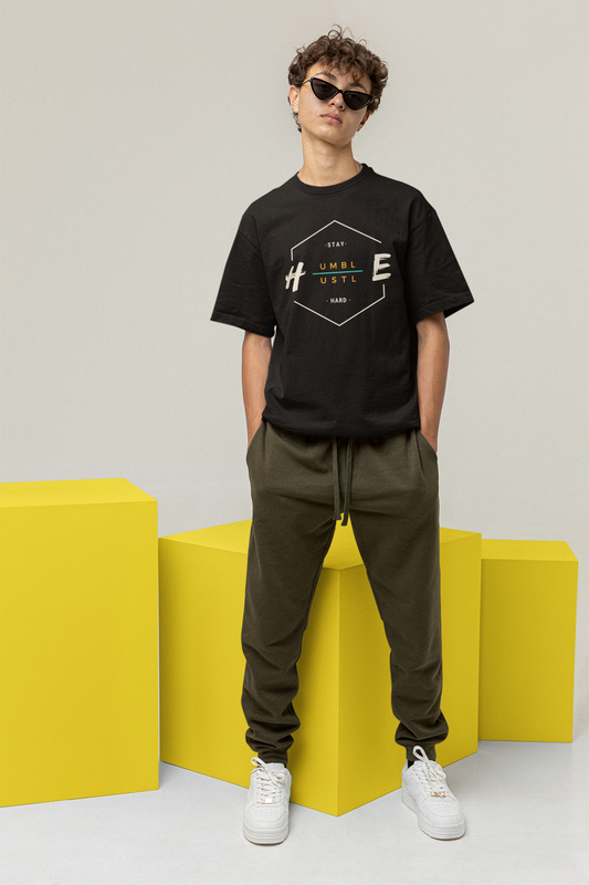 STAY HUMBLE, HUSTLE HARD - Oversized T-shirt BLACK