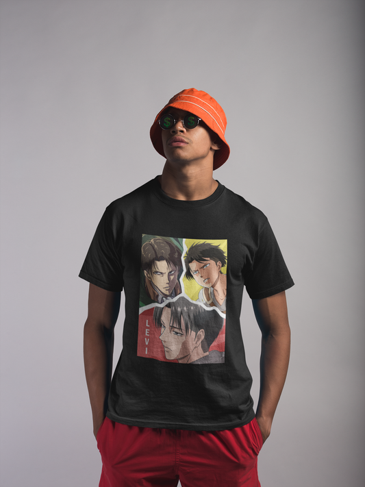 Levi Ackerman - Attack on Titan : Anime- Regular Fit T-Shirts BLACK