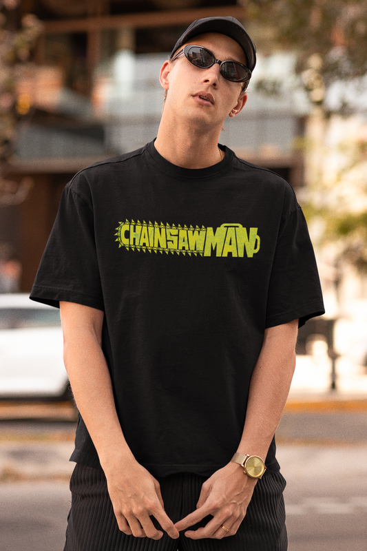 Chainsaw Man: Anime- Oversized T-Shirts BLACK Cotton 240 GSM