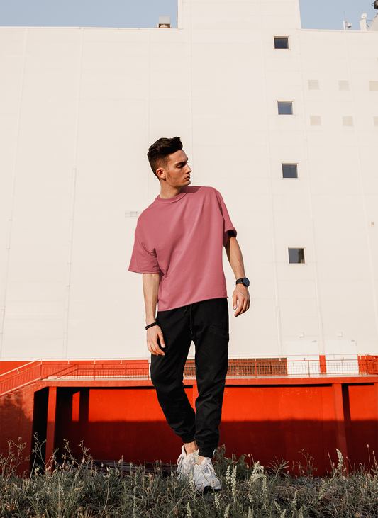 Basic Oversized T-shirts for Men: Coral Red CORAL RED
