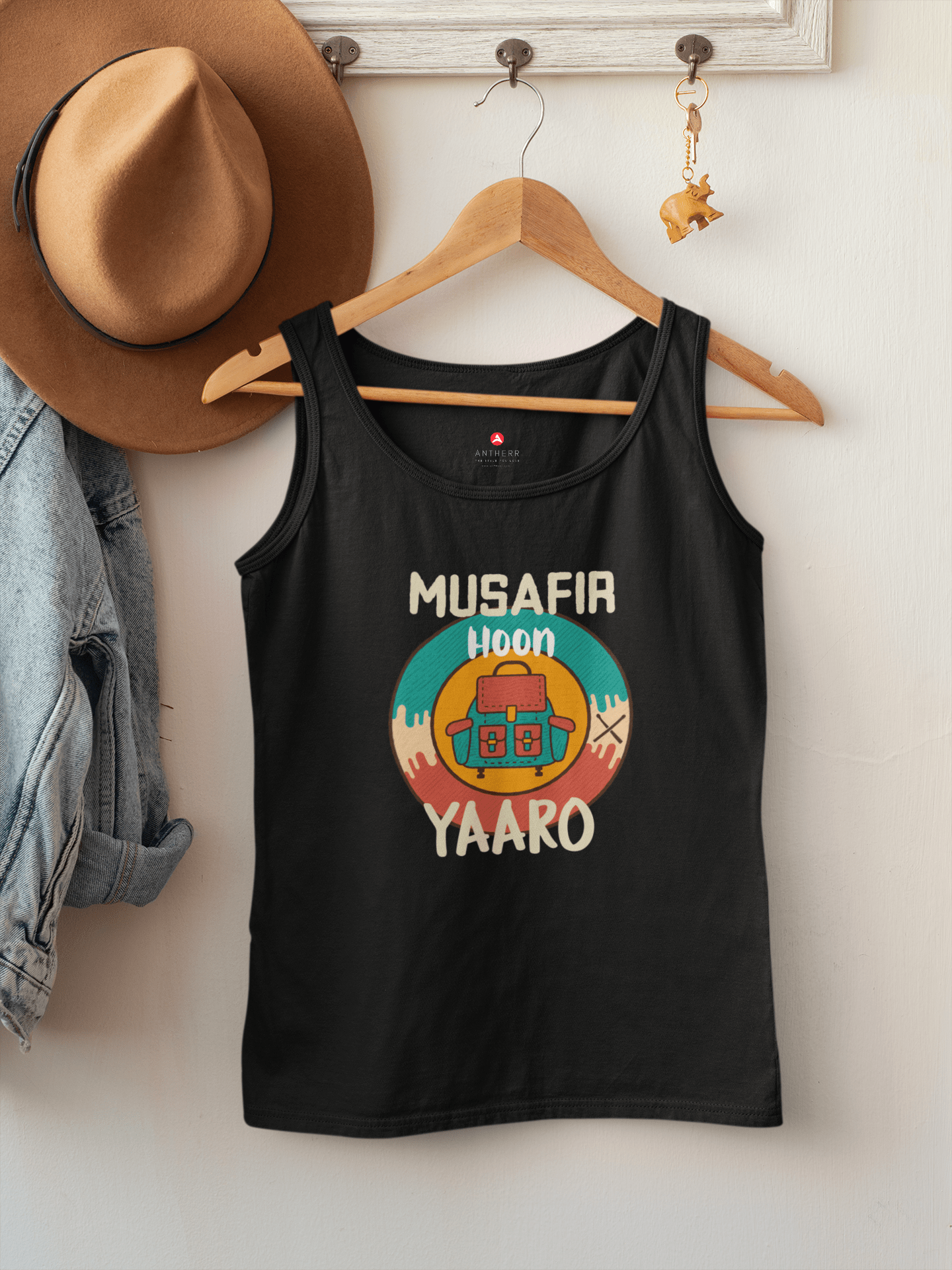 "MUSAFIR HOON YAARO"- SLEEVELESS T-SHIRTS BLACK
