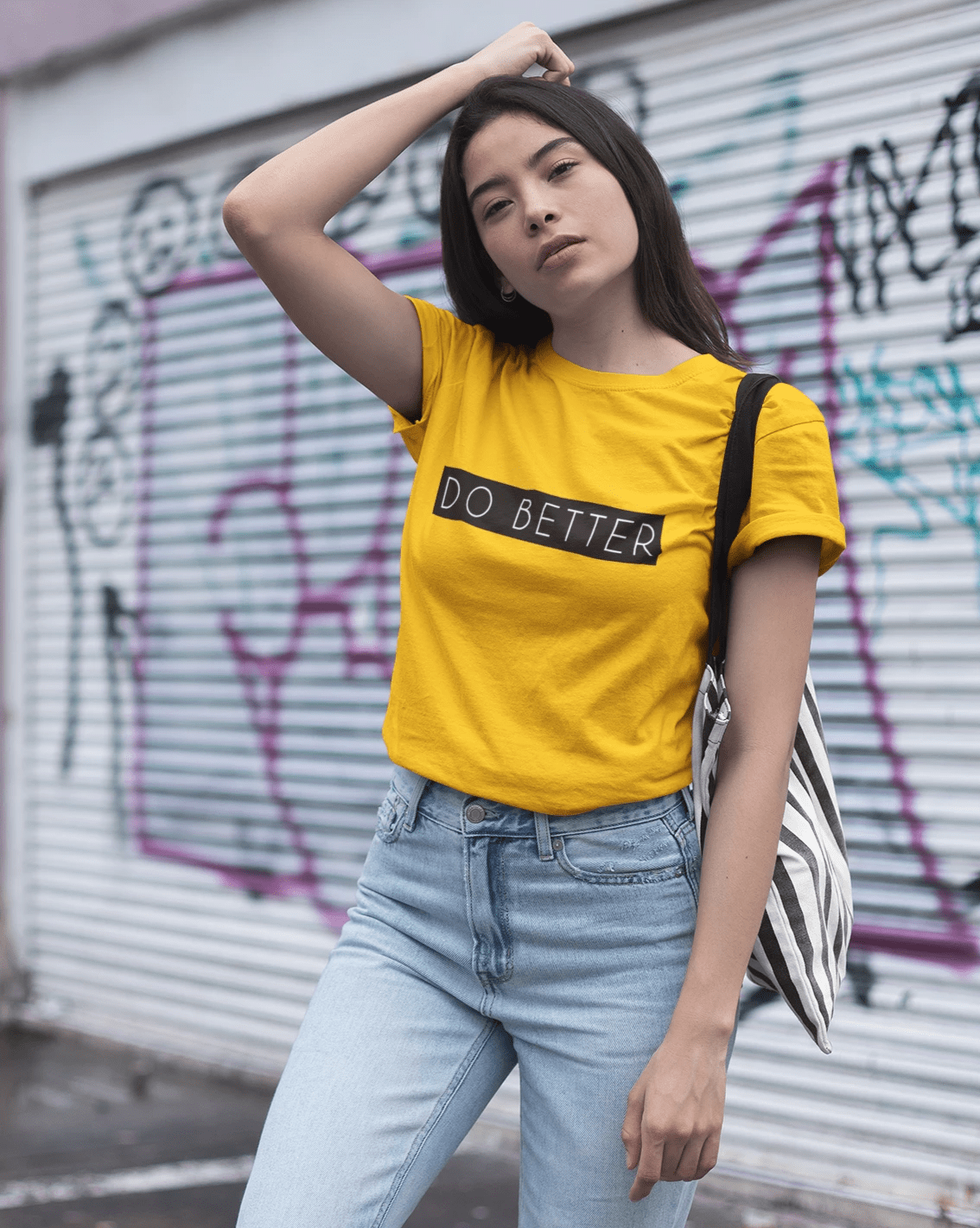 " DO BETTER " - HALF-SLEEVE T-SHIRTS YELLOW