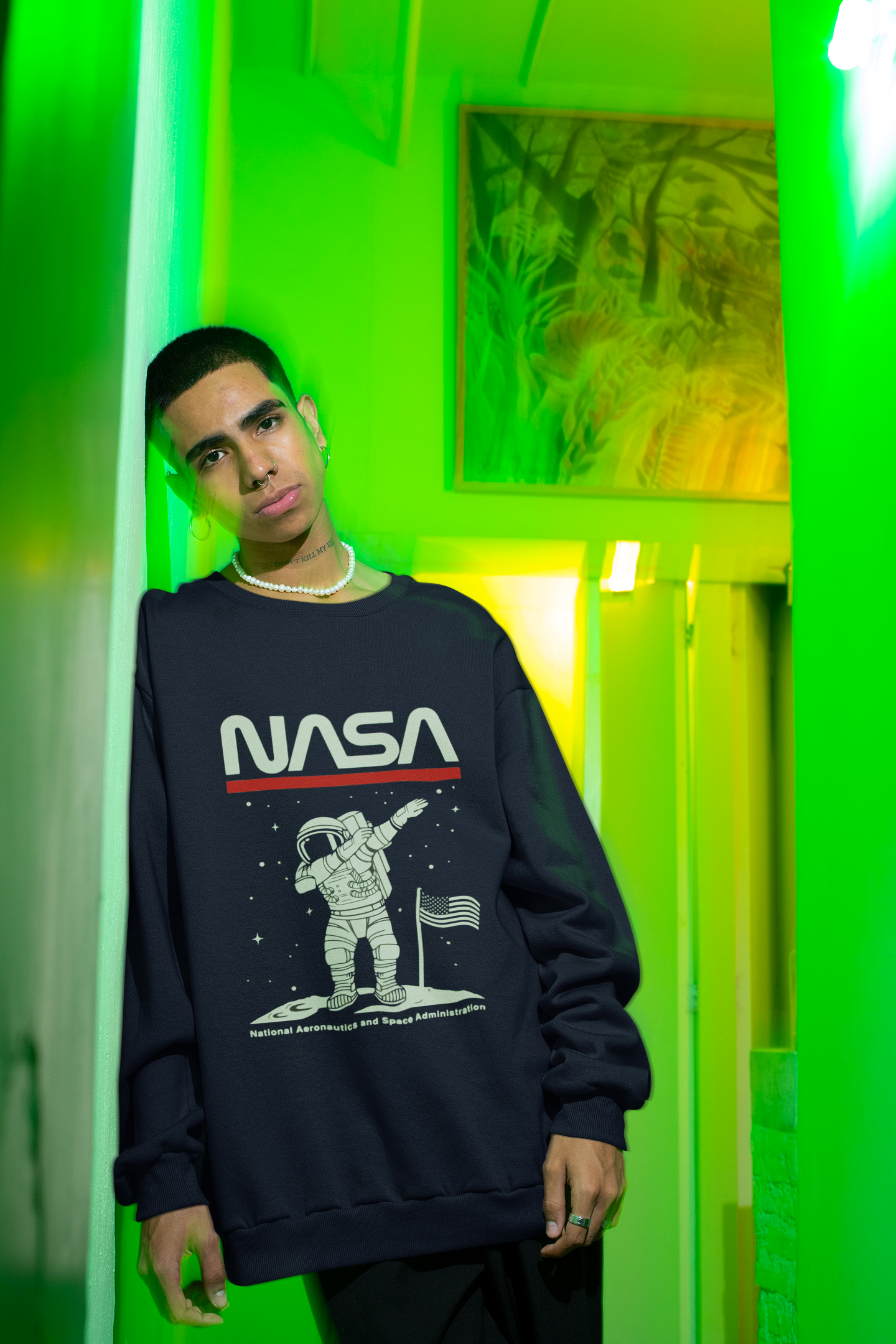 NASA Astronaut Dab: ALIEN & SPACE- Winter Sweatshirts NAVY BLUE