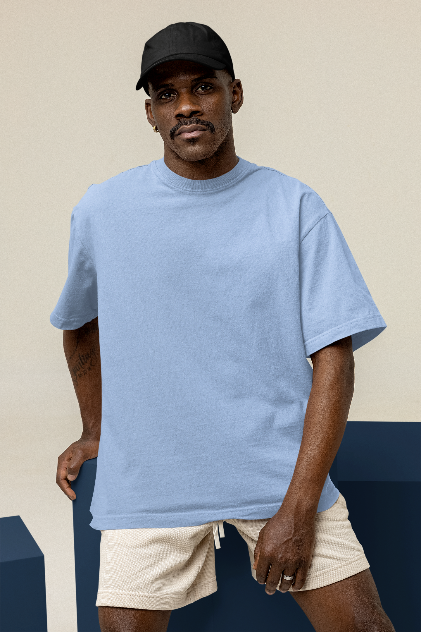 Basic Oversized T-shirt for Men: Snow Blue SNOW BLUE