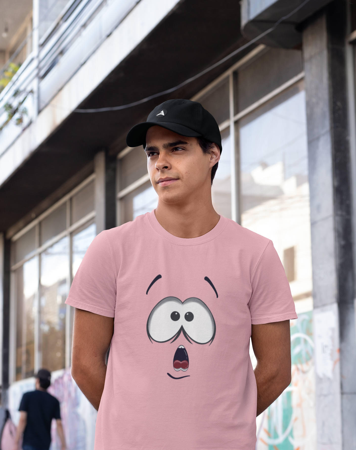SURPRISING FACE : HALF-SLEEVE T-SHIRTS LIGHT PINK