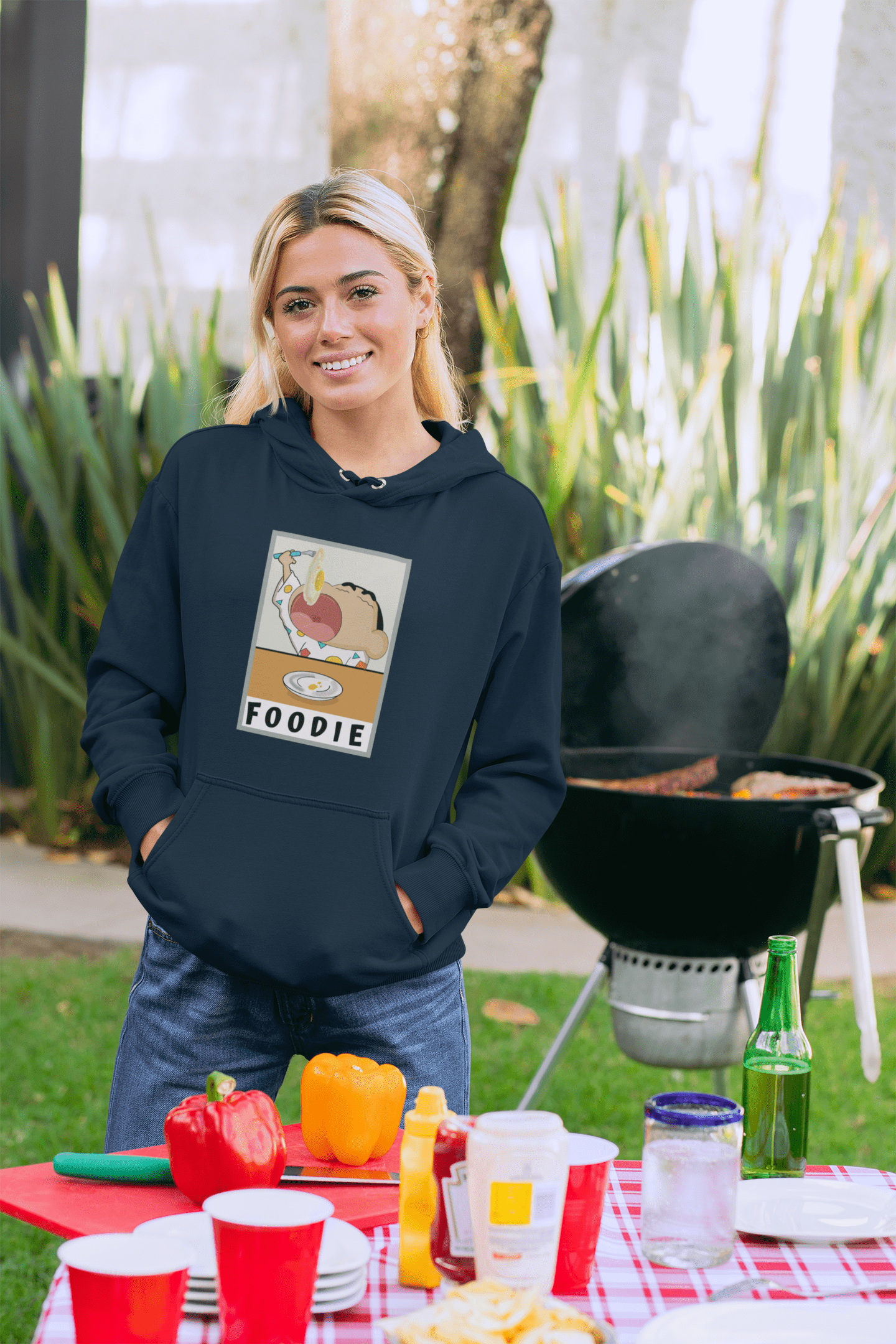 "FOODIE"- SHINCHAN - WINTER HOODIES NAVY BLUE