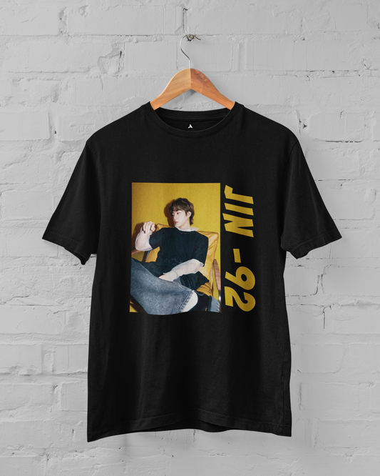 JIN: BTS-HALF-SLEEVE T-SHIRTS BLACK