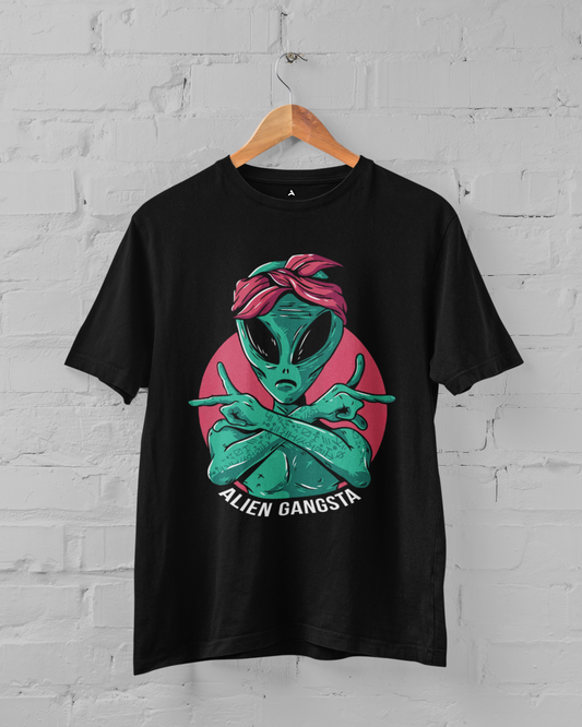 Alien Gangsta : ALIEN & SPACE- HALF-SLEEVE T-SHIRTS BLACK