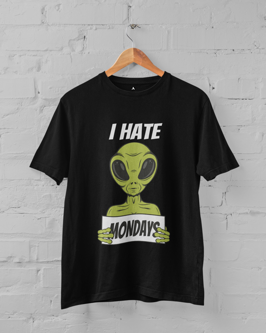 I HATE MONDAYS : ALIEN & SPACE- HALF-SLEEVE T-SHIRTS BLACK