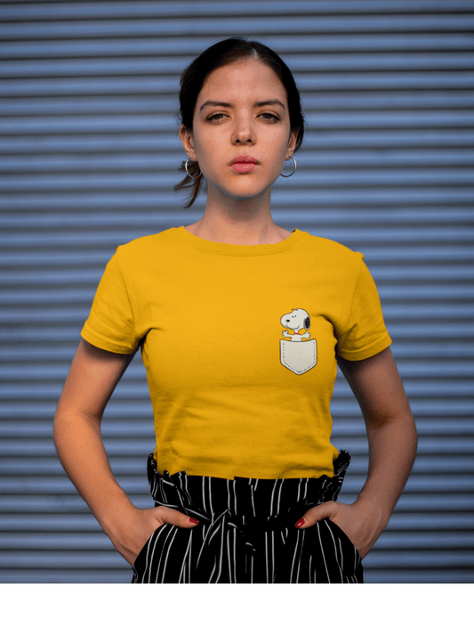 Snoopy : The Peanuts HALF-SLEEVE POCKET DESIGN T-SHIRTS YELLOW