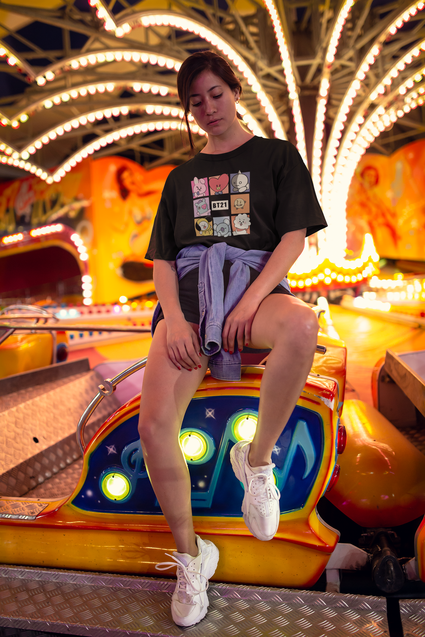 CHIBI BT21 SQUAD : BTS - HALF-SLEEVE T-SHIRTS BLACK