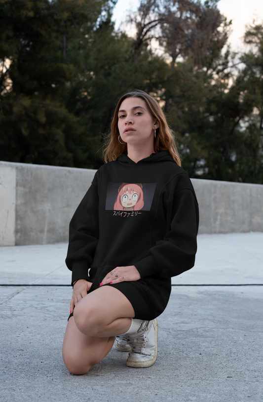 Cute Anya Forger: Winter Hoodies BLACK