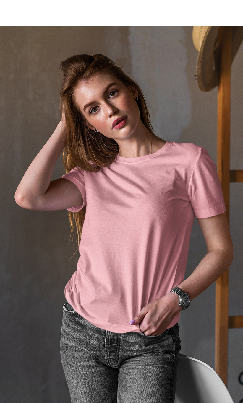 BASIC LIGHT PINK HALF-SLEEVE T-SHIRTS by ANTHERR