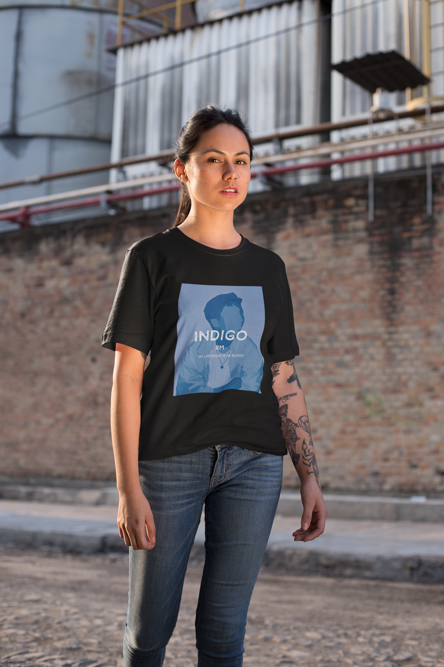 Indigo- RM: BTS-HALF-SLEEVE T-SHIRTS BLACK