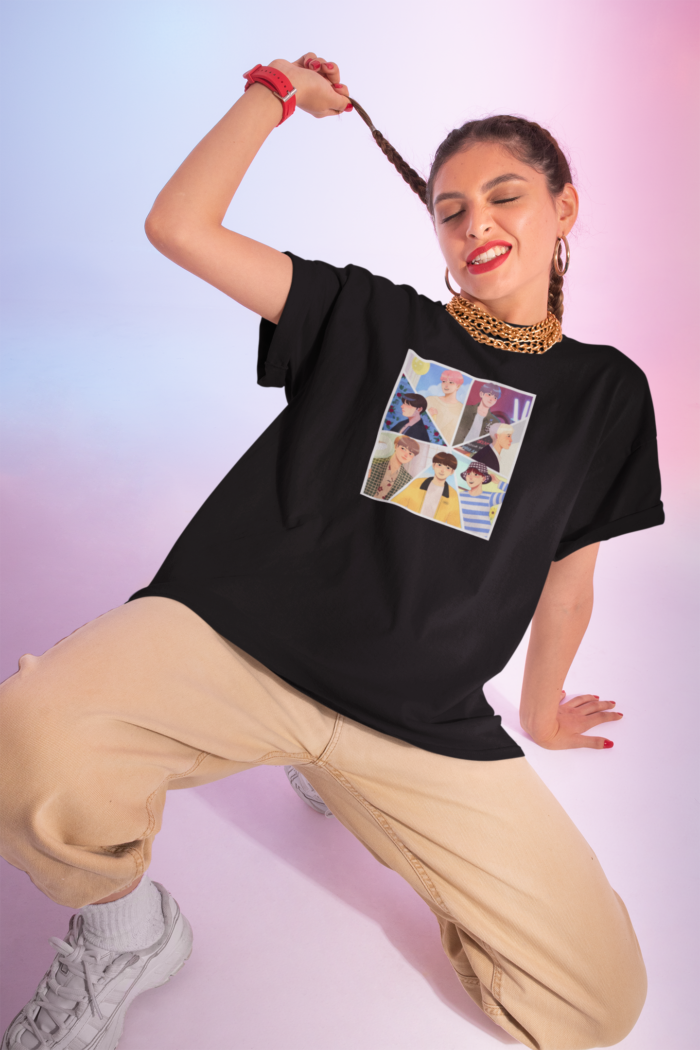 BTS Buddies : BTS - HALF-SLEEVE T-SHIRTS BLACK