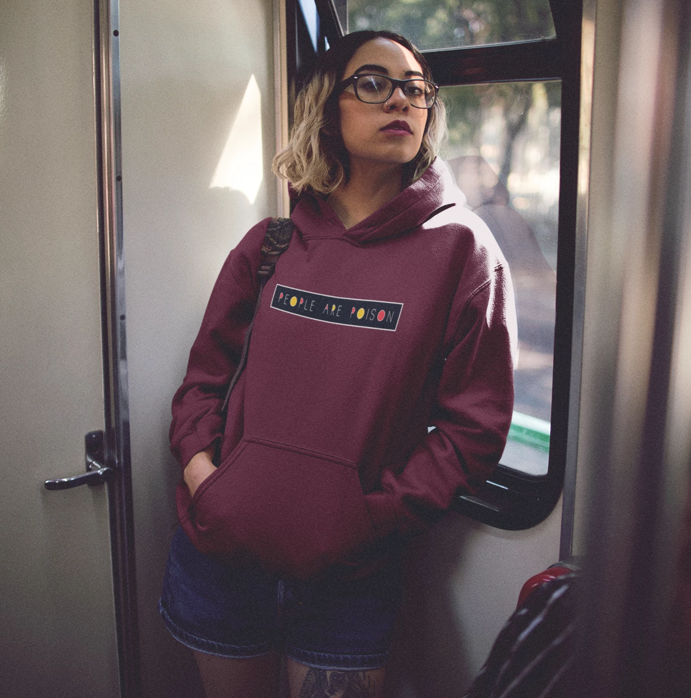 "PEOPLE ARE POISON" - WINTER UNISEX HOODIES MAROON