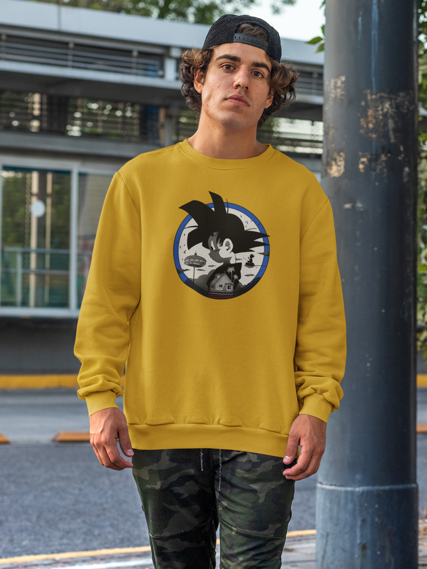 Goku : Dragon Ball Z- Anime-Winter Sweatshirts MUSTARD YELLOW
