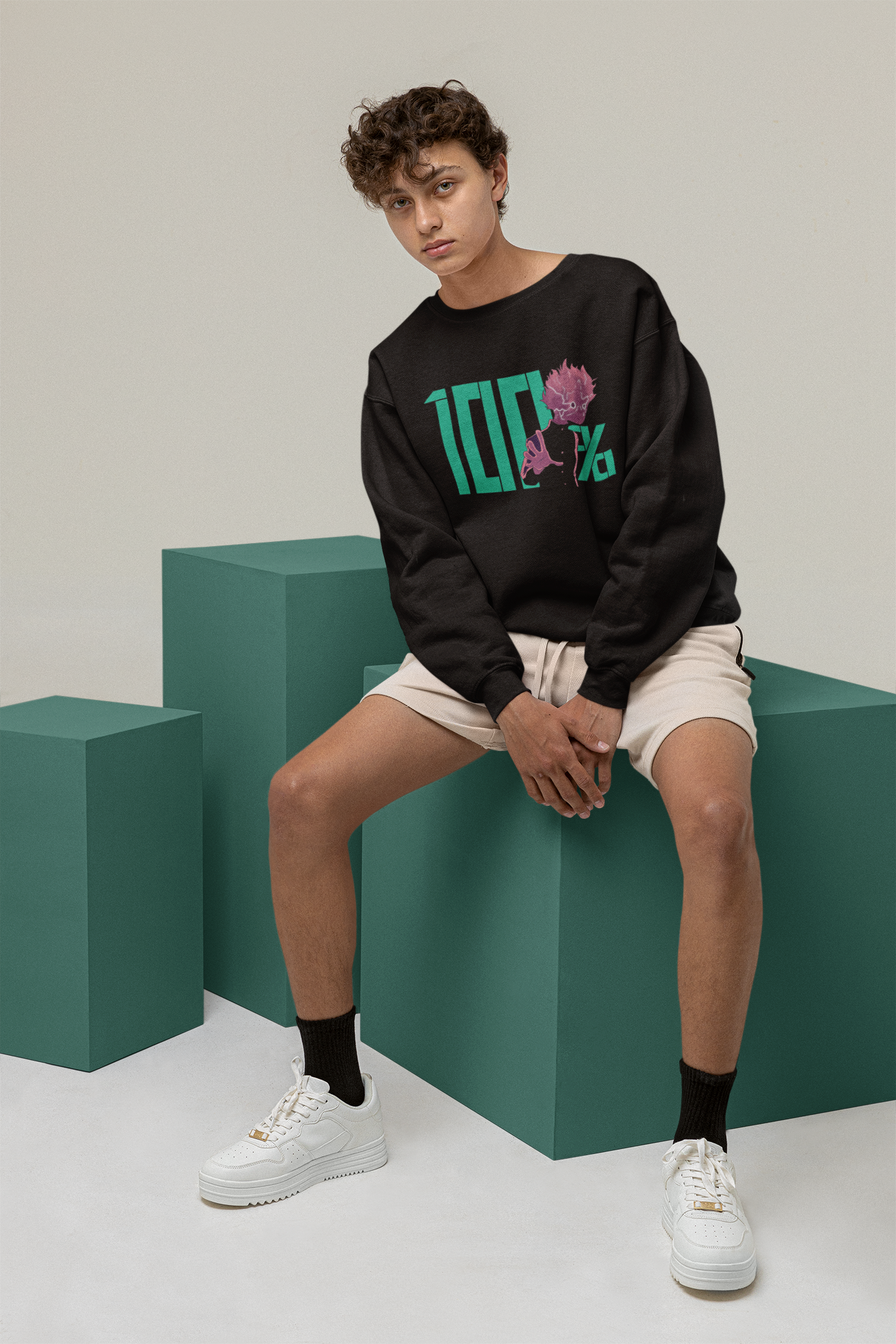 Mob Psycho 100: Anime- Winter Sweatshirt BLACK