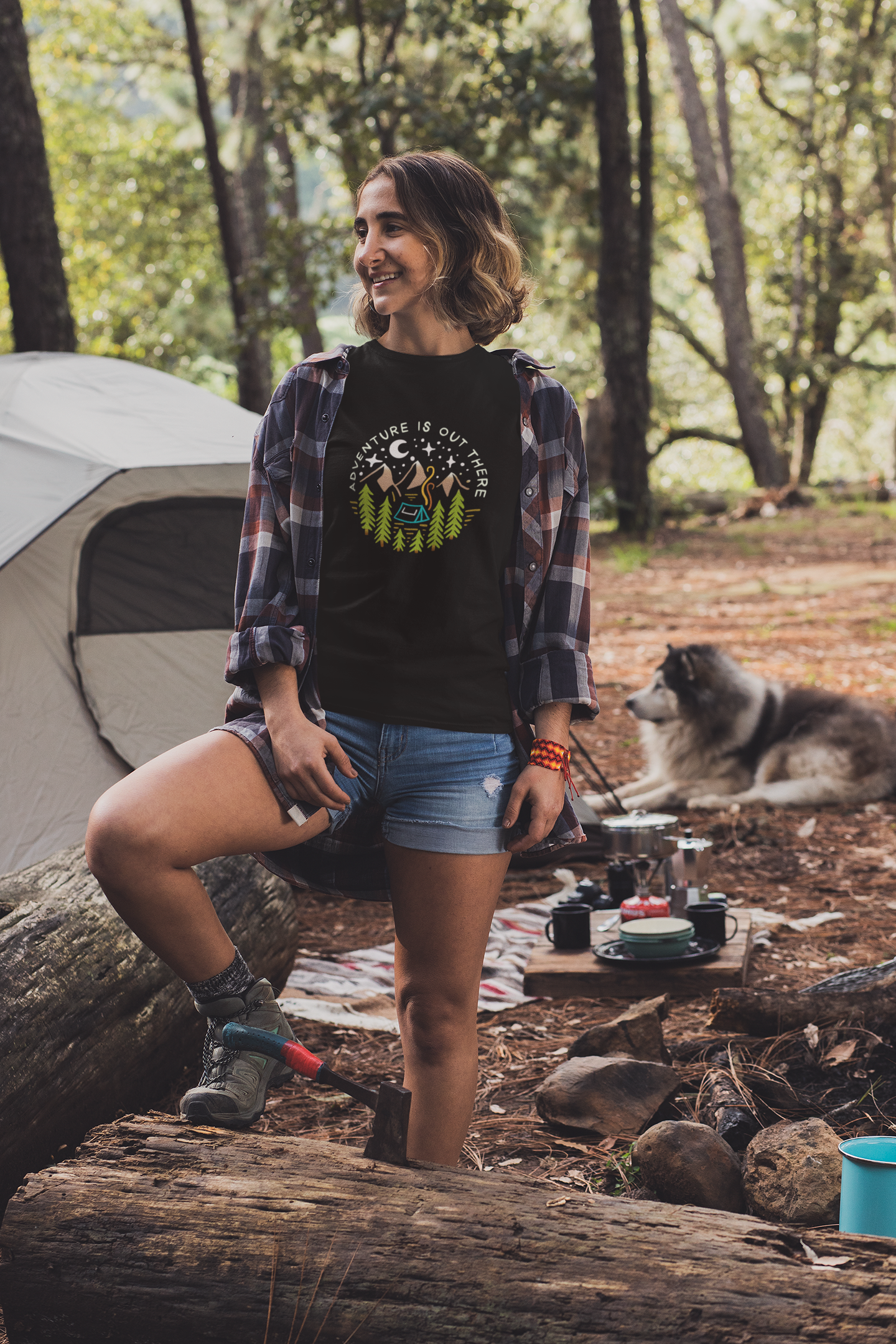 "ADVENTURE IS OUT THERE " HALF-SLEEVE T-SHIRT'S BLACK