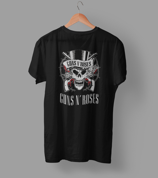Guns & Roses (Double Sided Print): Music & Bands- Half Sleeve T-Shirts