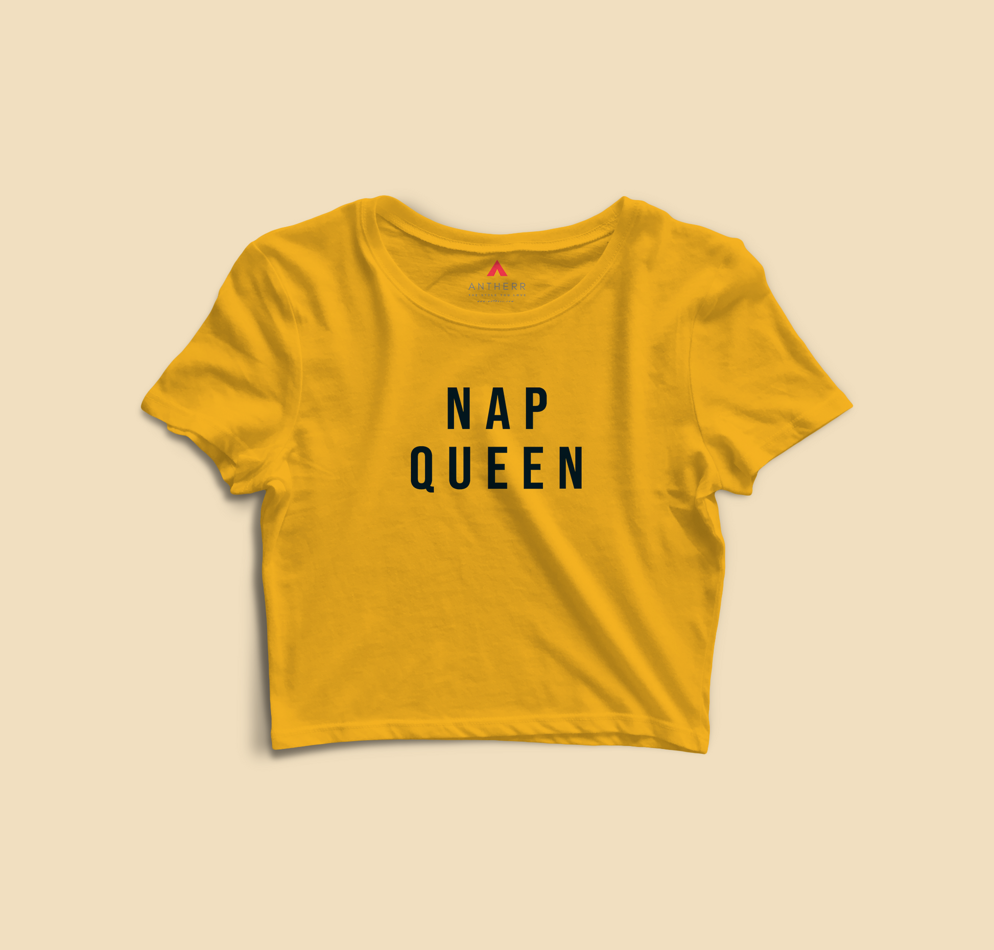 "NAP" - QUEEN HALF-SLEEVE CROP TOP'S 2XL NAVY BLUE
