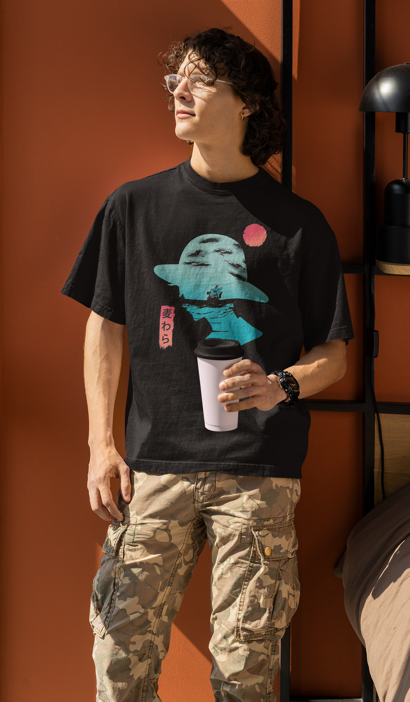 Sailing Day - One Piece: Anime- Oversized T-Shirts BLACK Cotton 240 GSM
