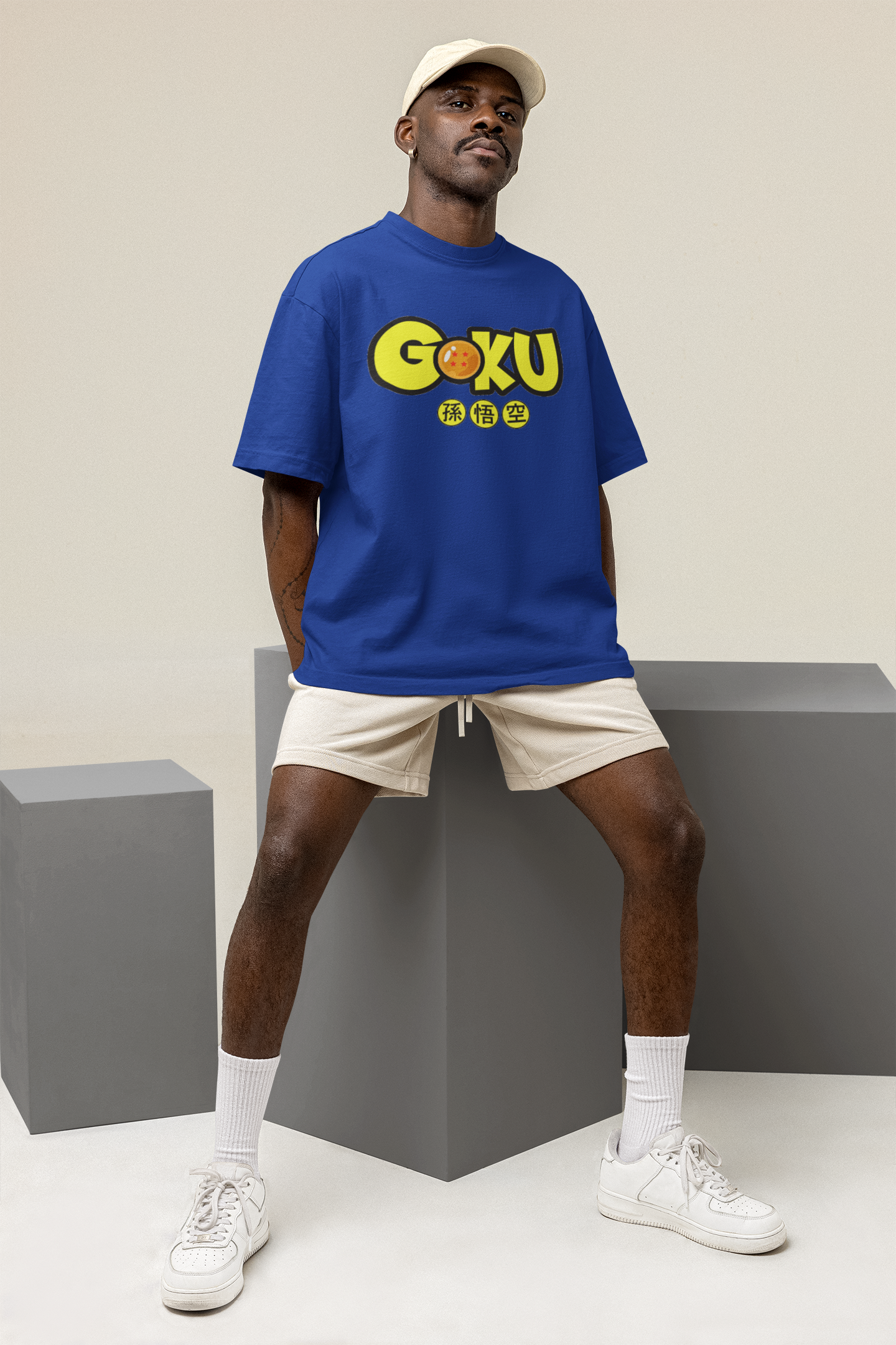 Goku: Dragon Ball Z: Anime Oversized T-shirts ROYAL BLUE