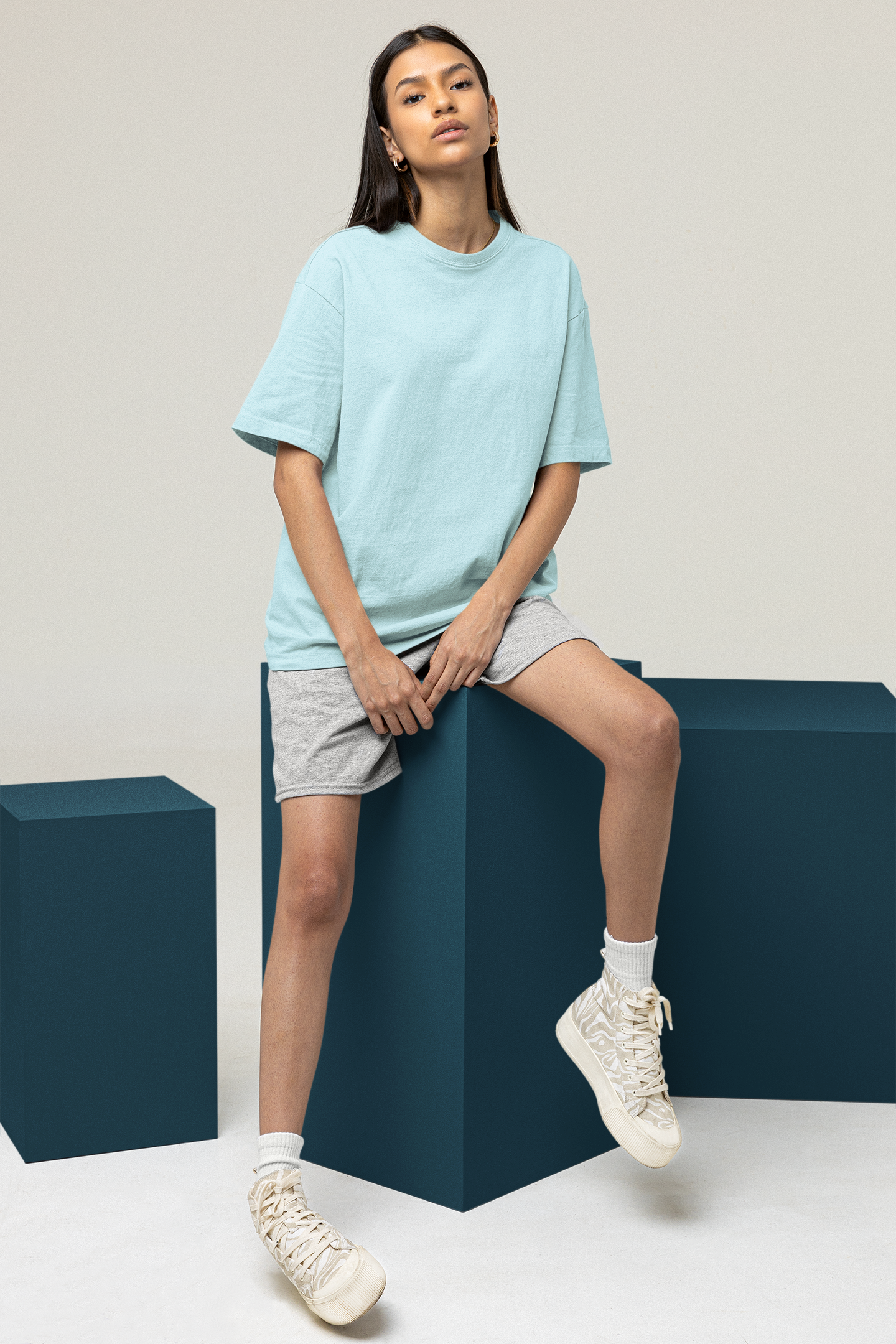 Basic Oversized T-shirt for Women: Mint Blue MINT BLUE