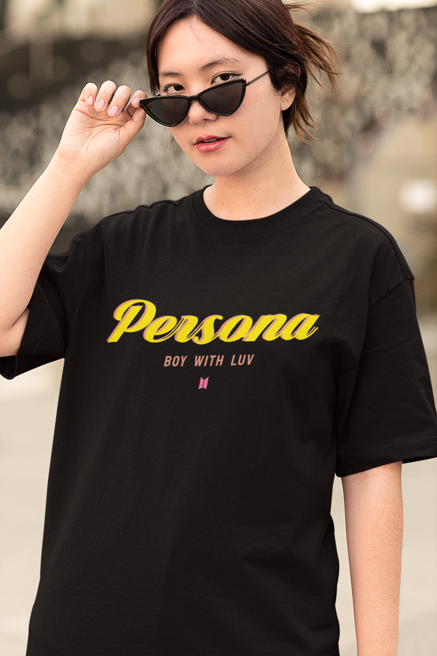 Persona- Boy with Luv: BTS - HALF-SLEEVE T-SHIRTS BLACK
