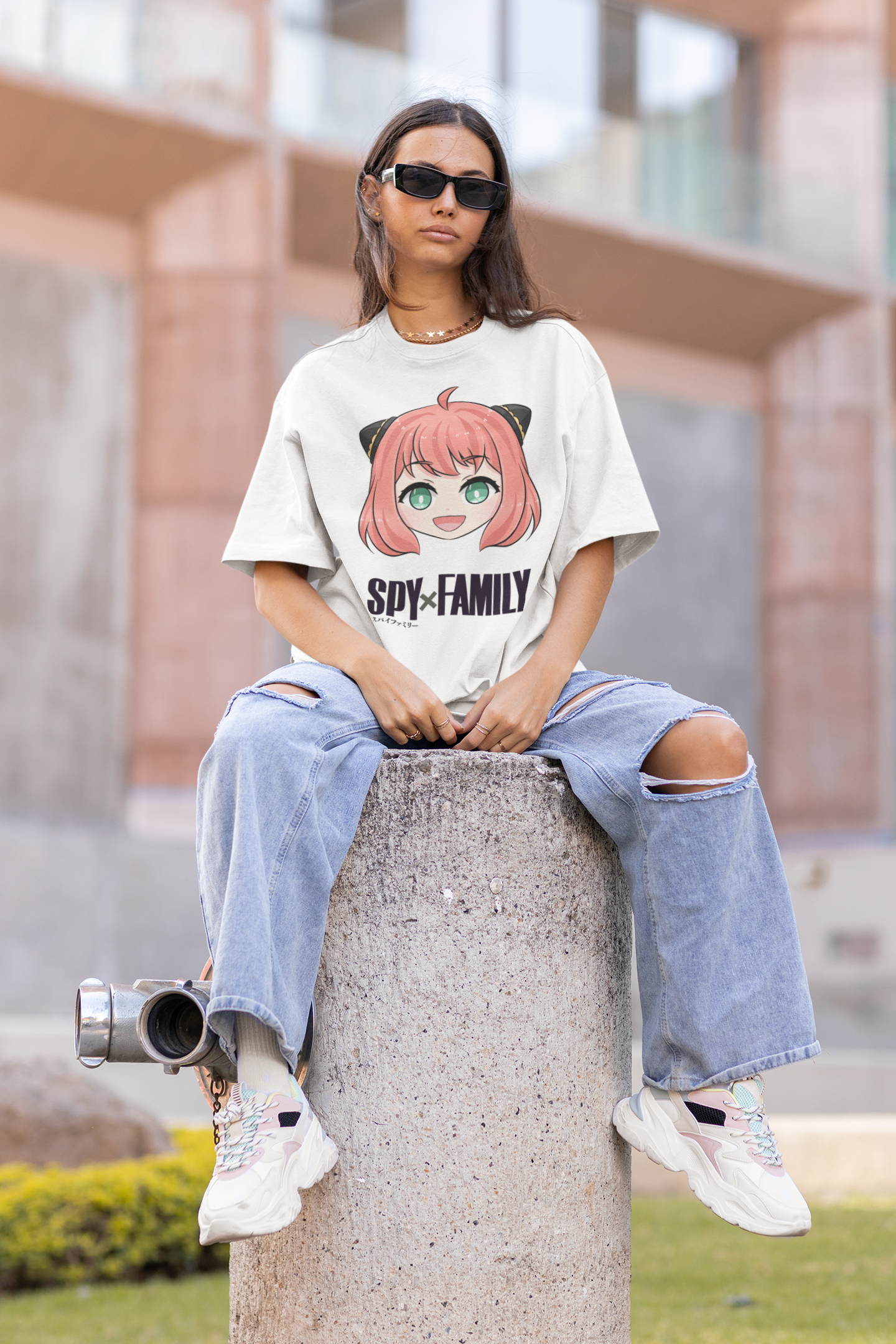 Anya: SpyxFamily- Anime Oversized T-shirts WHITE Cotton 240 GSM