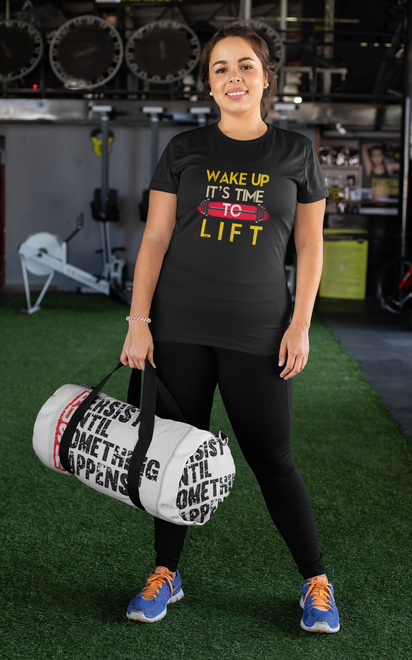 WAKE UP IT'S TIME TOO LIFT HALF-SLEEVE T-SHIRT NAVY-BLUE