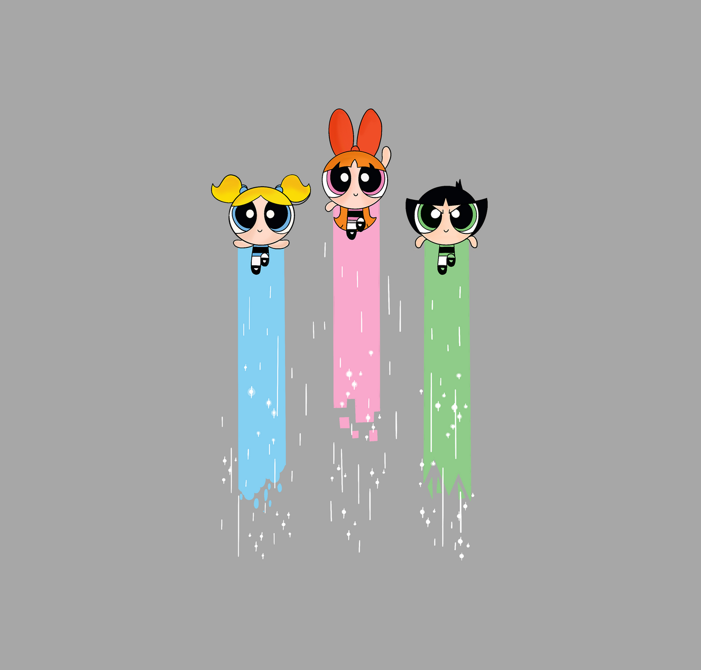 "POWERPUFF GIRLS" HALF-SLEEVE CROP TOPS