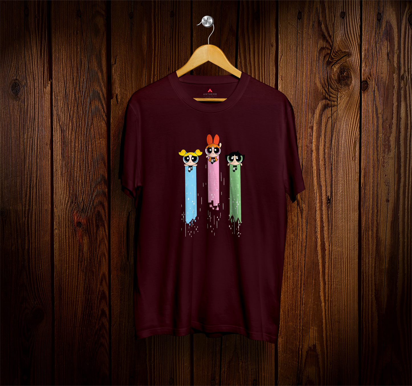 " THE POWERPUFF GIRLS "- HALF-SLEEVE T-SHIRTS MAROON