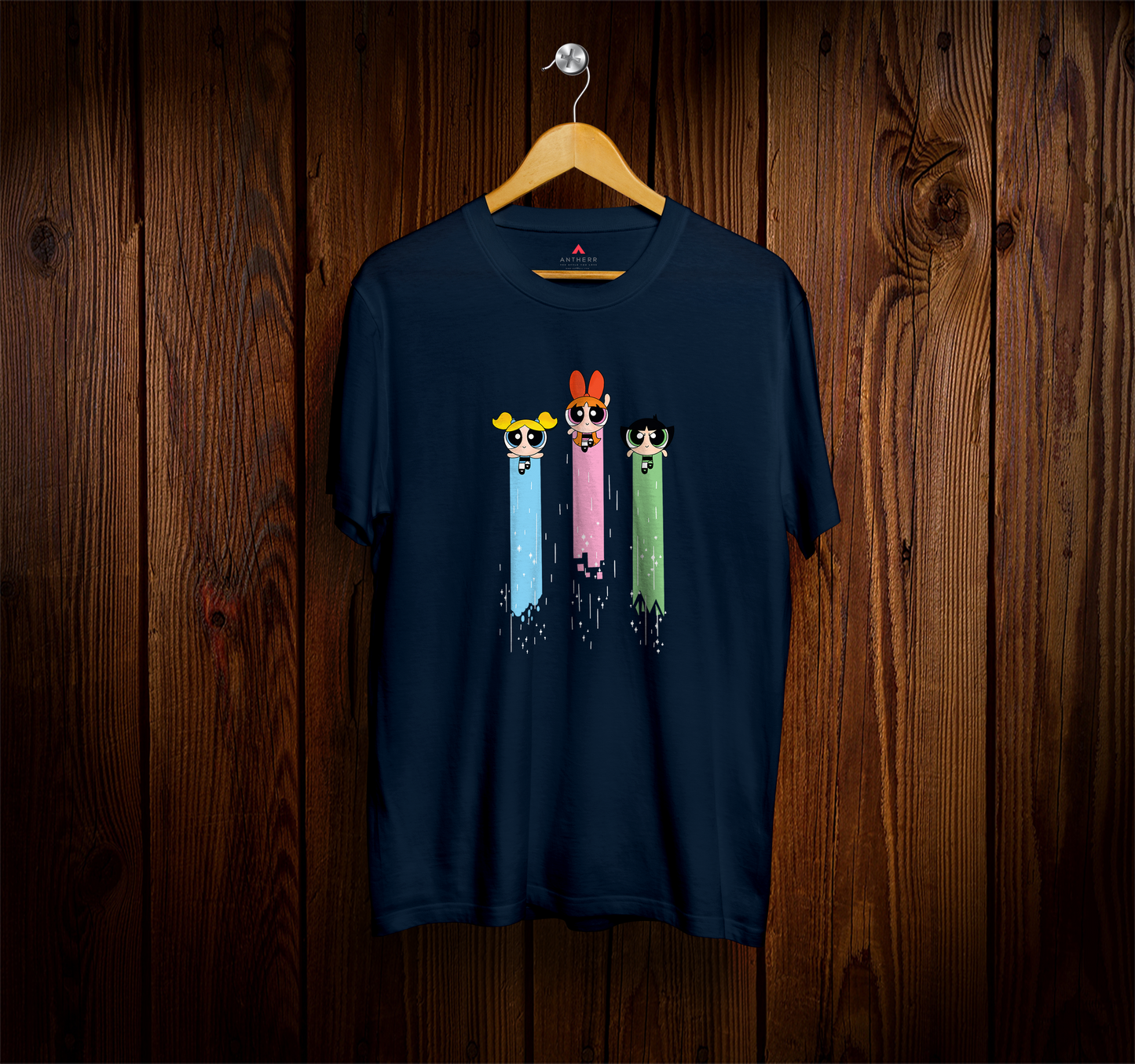 " THE POWERPUFF GIRLS "- HALF-SLEEVE T-SHIRTS NAVY BLUE