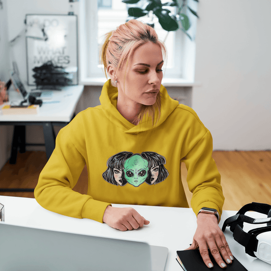 ALIEN KID: Alien and Space - WINTER HOODIES YELLOW