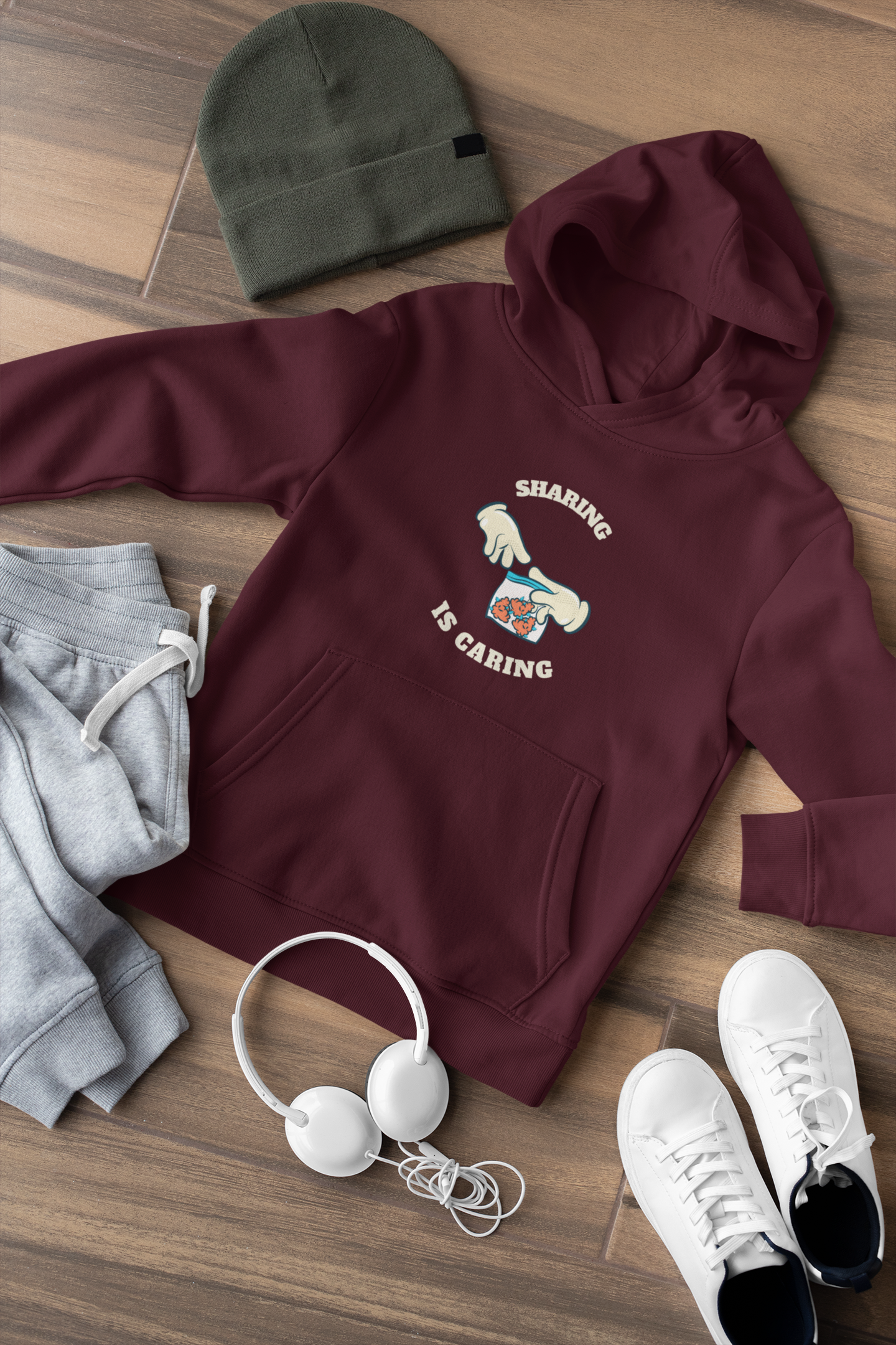 SHARING IS CARING- WINTER HOODIES MAROON