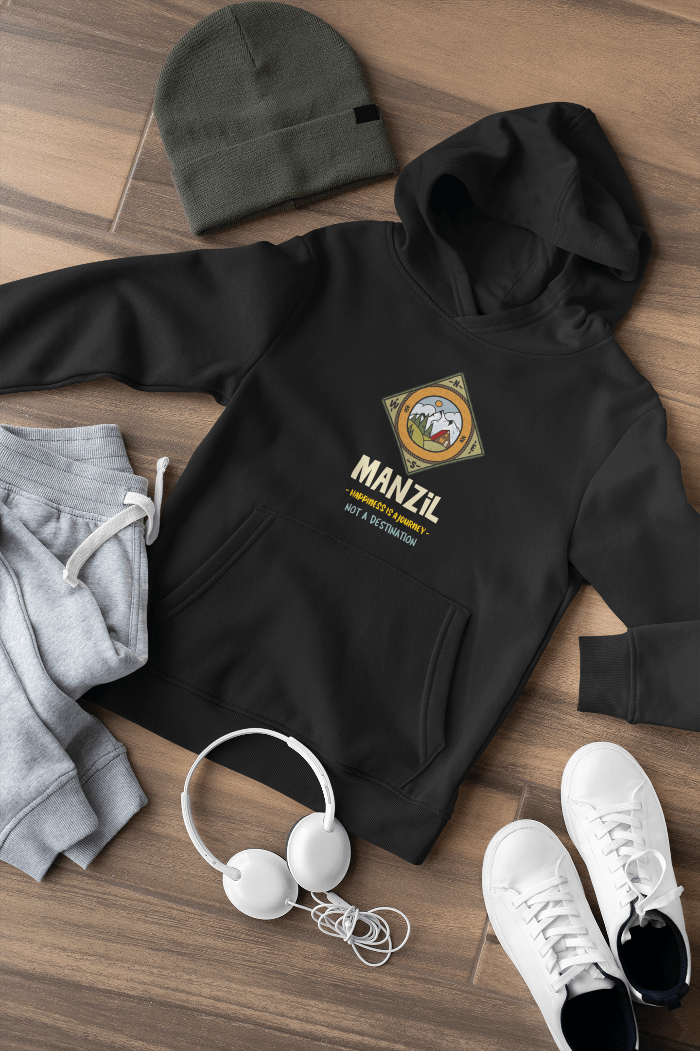 " Manzil " - WINTER HOODIES FOR MEN BLACK