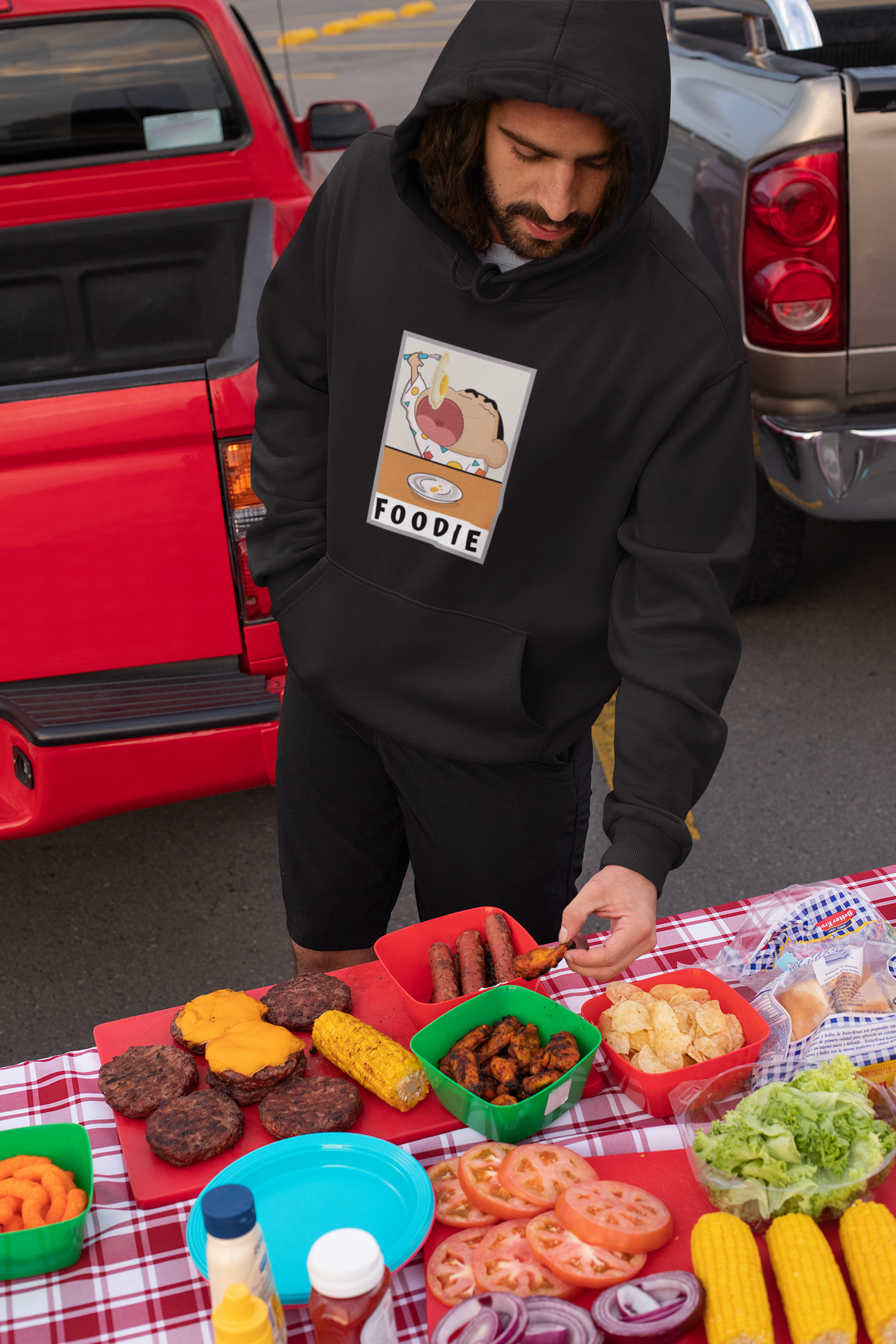 FOODIE : SHINCHAN - WINTER HOODIES BLACK