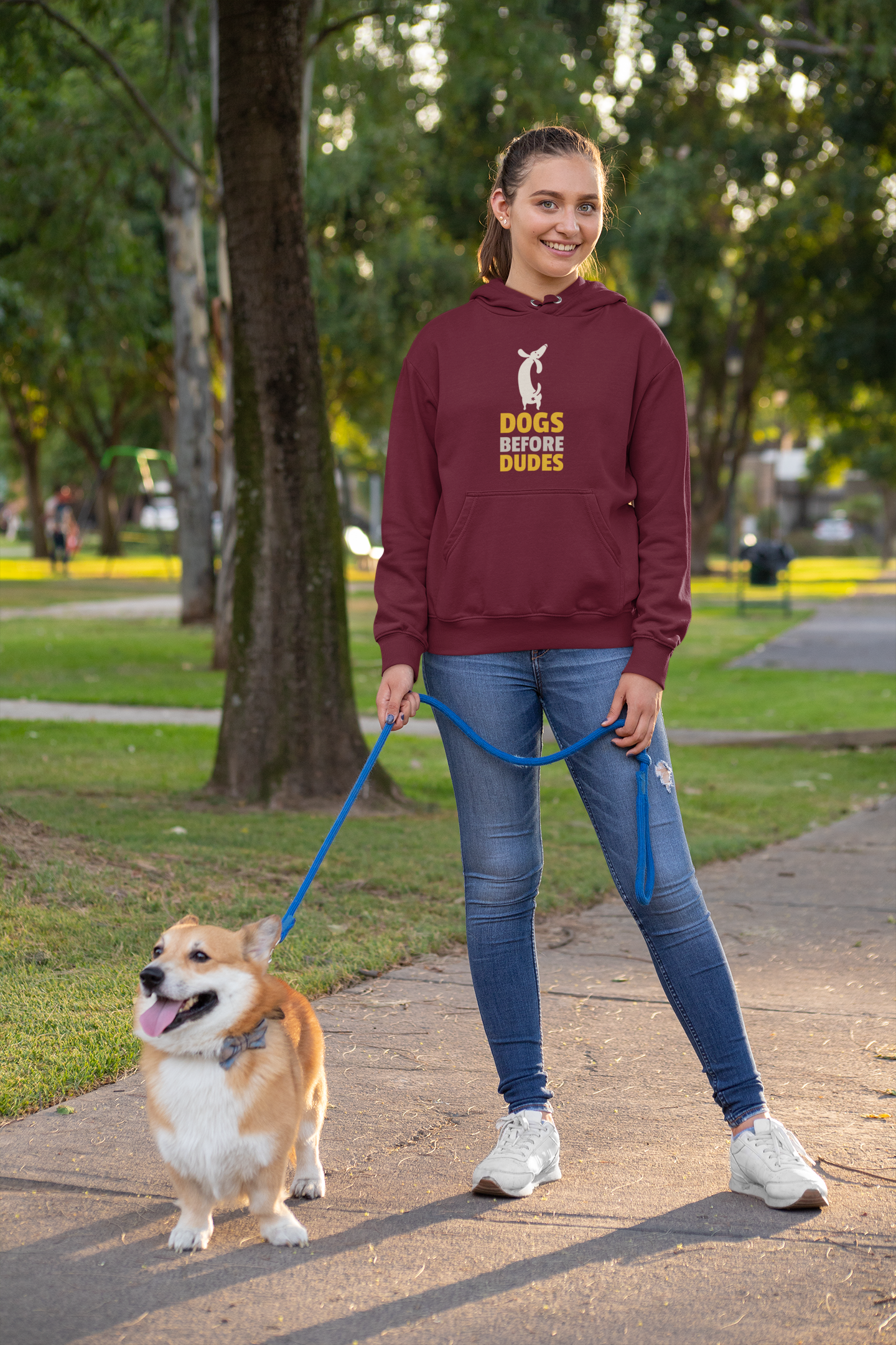 "DOGS BEFORE DUDES "- WINTER HOODIES MAROON