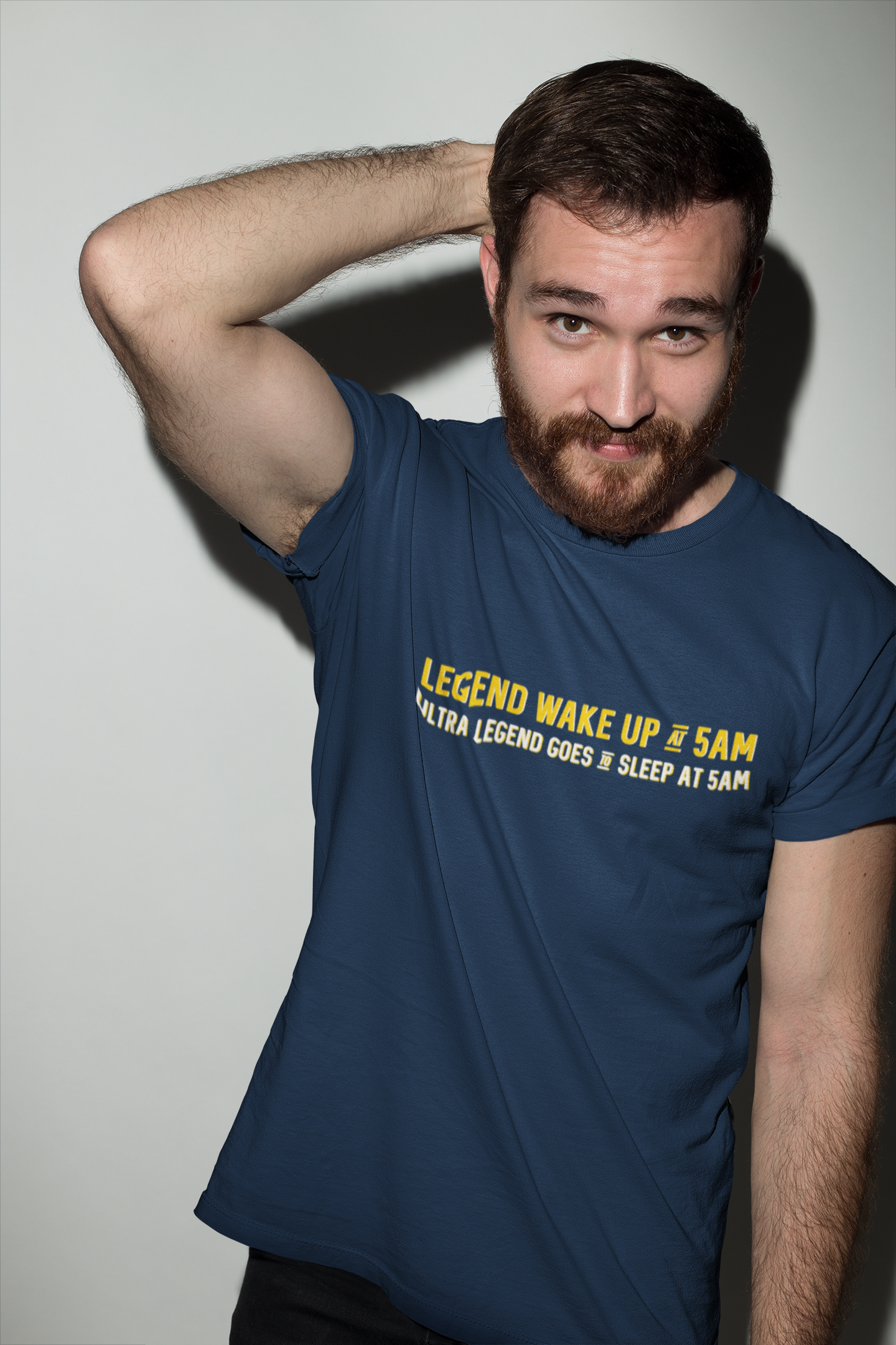 LEGENDS WAKE UP - Slogan Half Sleeve T-shirts NAVY BLUE